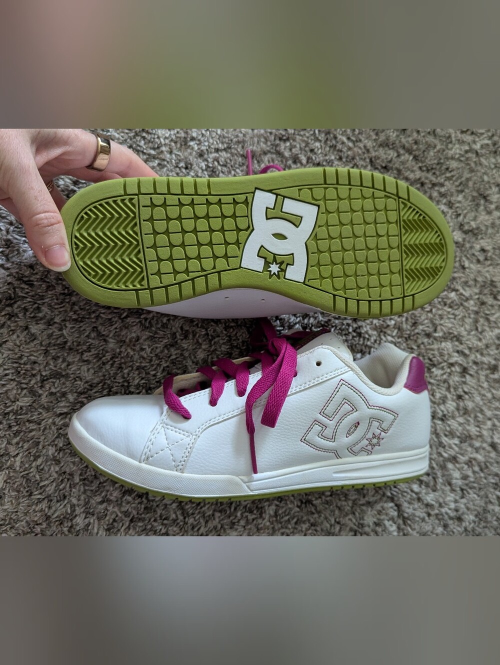 Y2K DC Shoes Women’s Court Skate Sneakers - Size 7 - White/Pink/Green (NWOB)